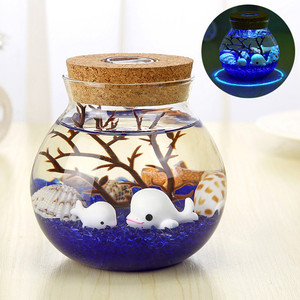 Wohnkultur Luxus Fisch Glas <span class=keywords><strong>Terrarium</strong></span> Schüssel Runde Glasvase Künstliche Pflanze Glasflasche <span class=keywords><strong>Terrarium</strong></span> Mit LED - Product Image 2