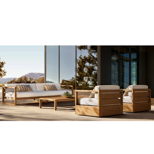 Ensemble de canapés d'extérieur modernes en teck imperméable de luxe pour patio, jardin, hôtel et cour, meubles de salon de détente - Product Image 1