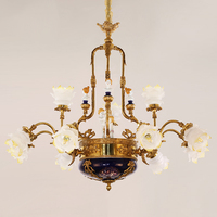 Yi-joeryutop — lampe suspendue en laiton et porcelaine, abat-jour, lustre à fleurs ou plafond, produit de luxe, style européen