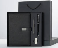 Cuaderno de Regalo Corporativo Personalizado con Logotipo de Lujo, Tapa Dura de Cuero PU A5, Encuadernado con Pegamento DX-10001, Juego de 100 Hojas, Bolígrafo y USB de Regalo