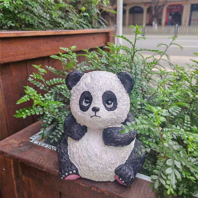 Cute Panda Statue Resin Animal Sculpture Home Desk Decor Panda Lover Gift Small Ornament Collectible Office Bookshelf