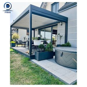 Custom Outdoor Luxury Aluminum <strong>Gazebo</strong> with Sliding Glass Walls Louvered <strong>Gazebo</strong> - Product Image 6