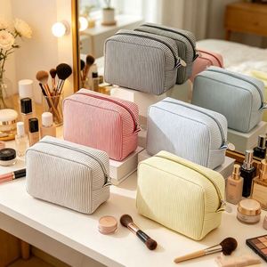 <b>Large</b> Capacity Striped Bubble Makeup <b>Bag</b> Travel Toiletry Pouch for Women Portable Cosmetic Organizer with Zipper - Product Image 1