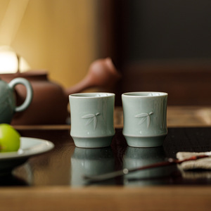 Guanlan Banana Moonlight Ceramic <b>Teacup</b> Cylinder Porcelain Tasting Cup For Home Use Afternoon Tea New Chinese Style - Product Image 1