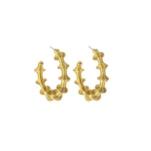 Waterproof 18K Gold Plated Stainless Steel C-Shape <b>Stud</b> <b>Earring</b> Titanium Steel Bamboo Geometric Drop Heart Women's Hoop <b>Earring</b> - Product Image 2