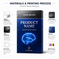 Boîte en papier personnalisée écologique pour capsules de compléments alimentaires, avec doublure en éponge pailletée, impression de logo, emballage pour produits de santé, marché américain.