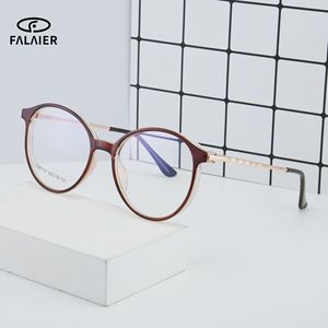 Monture de lunettes rondes Falaier Tr90 50mm, lunettes d'ordinateur anti-lumière bleue, lunettes optiques unisexes à monture complète - Product Image 3