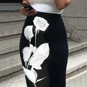 Women's Casual Summer Skinny <strong>Wrap</strong> <strong>Skirts</strong> with Digital Print and Floral Design - Product Image 4