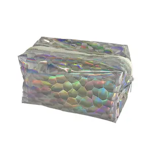 Colorful Laser Transparent Star Makeup Bag PVC Zipper Wash storage Cosmetic Bags Customized Logo Printing