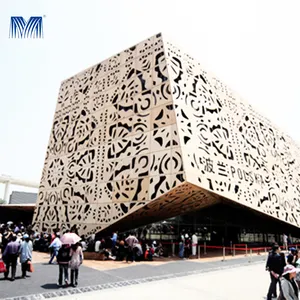 Carved decorative building 3d patterned laser cutting perforated panel laser cutting facade aluminium curtain wall
