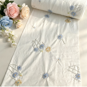 Tissu en <span class=keywords><strong>coton</strong></span> <span class=keywords><strong>blanc</strong></span> pur avec broderie <span class=keywords><strong>de</strong></span> paillettes en forme <span class=keywords><strong>de</strong></span> pissenlit, adapté aux robes <span class=keywords><strong>de</strong></span> mariée et aux robes <span class=keywords><strong>de</strong></span> demoiselles d'honneur - Product Image 5