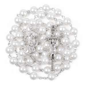 Rosario Cattolico in Plastica ABS da 8MM con Perle, Croce con Vergine <span class=keywords><strong>Maria</strong></span> e <span class=keywords><strong>Gesù</strong></span>, Gioiello <span class=keywords><strong>per</strong></span> Preghiera Religiosa - Product Image 3