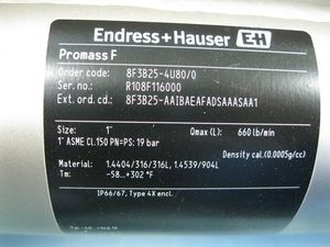Nouveau débitmètre massique Endress HauserE+H Promass 8F3B25-AAIGAAAFAASAFMWAA1+AK, à bride, 4-20 mA - Product Image 4