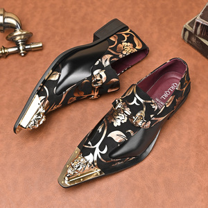 Zapatos de Vestir para Hombre, Diseño Negro y Dorado 2026, Punta en Pico, Cuero Genuino, Oxford, Formales, para Bodas y Fiestas, Tallas Grandes - Product Image 1