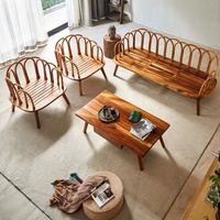 Meubles en rotin véritable de style agricole BFP pour la maison, canapé de salon, meubles d'extérieur, ensemble table et chaises à motif floral
