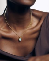 Collier Pendentif Turquoise Personnalisé avec Logo, Vente en Gros OEM, Acier Inoxydable Plaqué Or, Breloque en Pierre pour Homme, Bijoux de Mode, Usine