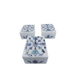 Lujosa caja de incrustaciones de mármol blanco puro de diseño personalizado con material de nácar para uso de artículos de regalo de joyería - Product Image 1