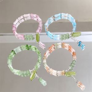 Pulsera de cuentas de bambú con cristales craquelados Fantasy Popcorn para mujer, joyería de cuentas de la amistad, pulseras de cristal elegantes para niñas - Product Image 4