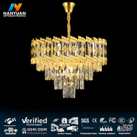 Lámpara de Techo Colgante de Cristal de Lujo Grande con Acabado Dorado y LED Regulable