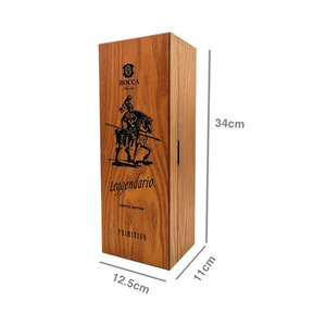 Caja de madera personalizada para vino, empaque de regalo para una sola botella, hecha a mano, de forma rectangular, para vinos y licores, vino tinto - Product Image 1
