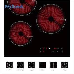 Placas de cocción eléctricas de alta gama con temporizador, sin <span class=keywords><strong>gas</strong></span>, vitrocerámica empotrada con 3 quemadores - Product Image 2