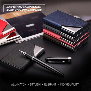 PU cuir aluminium inoxydable métal nom carte étui boîte pour hommes femme personnalisé porte-carte <span class=keywords><strong>de</strong></span> visite - Product Image 6