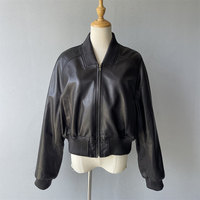 Jxwatcher – Nouvelle veste bomber en cuir véritable pour femme, en peau de mouton, courte, douce, avec fermeture éclair et épaules tombantes, collection automne