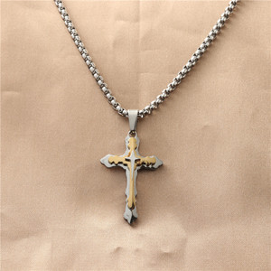 Stainless Steel Two Tone <b>Cross</b> Pendant Necklace Men Punk Retro Fashion Jewelry 12010 - Product Image 1