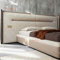 Villa-Möbel Luxuriöses Kingsize-Bett mit Lederpolsterung und Großem Kopfteil Modernes Design Komplettes Doppelbett