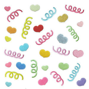 Stock New Self Adhesive Diy Cute No Iron on Embroidery Coil Spring love Heart Patch for Clothing Bag - Product Image 1