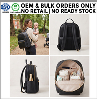 Sac à dos multifonctionnel en cuir végétalien durable pour couches et soins de bébé, marque privée OEM ODM, fabricant en gros