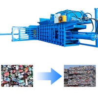 Presse à balles horizontale hydraulique réglable pour recyclage de papier et bouteilles PET, capacité 5-8 tonnes par heure, 200-1000 kg