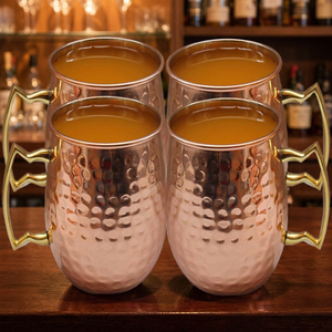 <b>Set</b> of 4 18 Ounce Handcrafted Hammered Pure Copper Moscow Mule for <b>Mugs</b> 100% Food Grade Copper <b>Set</b> of 4 for <b>Mugs</b> - Product Image 2