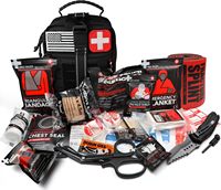 Trousse de premiers secours tactique de survie avec bandage israélien, attelle et scellant thoracique pour urgences tactiques en extérieur (MOLLE) – Noir