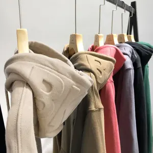 Hochwertige French Terry Neueste Fleece Overs ized Pullover benutzer definierte 3D geprägte Logo Sweatshirt Hoodie für Männer