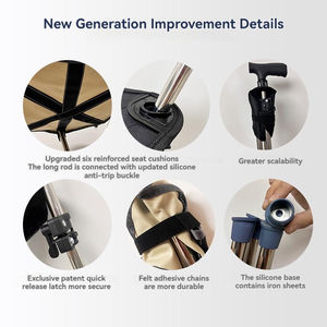 ترايبود خفيف الوزن قابل للطي مع مقعد كرسي مريح لكبار السن للسفر والتنزه للاستخدام أثناء التنقل - Product Image 2