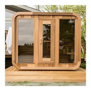 Hiện Đại 2-Người Rắn Gỗ Hemlock Hồng Ngoại Khô Phòng Tắm Hơi Ngoài Trời Hơi Nước Massage Cửa Hồng Ngoại Xa Chức Năng - Product Image 2