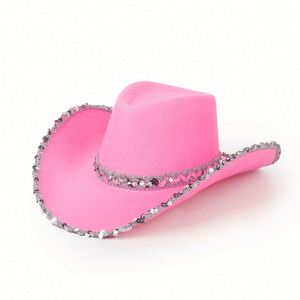 Sombrero de Vaquera para Mujer, de Tela No Tejida, con Borde de Lentejuelas, para Halloween, Carnaval, Festival, Fiesta de Vaqueros - Product Image 3