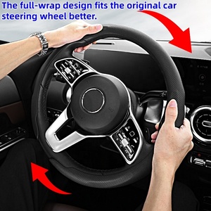 Coprivolante per Auto in Pelle Nappa Microfibra di Lusso a Forma di D, Universale 15 Pollici, Protezione Antiscivolo per Tutte le Stagioni - Product Image 5
