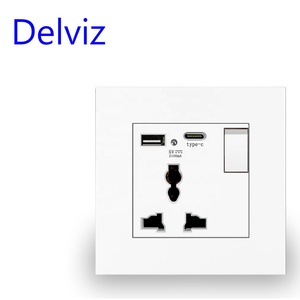 Delviz 13A Toma de corriente única universal, control de interruptor, salida de interfaz USBA + USBC 5V 2100mA, enchufe de pared tipo C con puerto USB 2A - Product Image 2