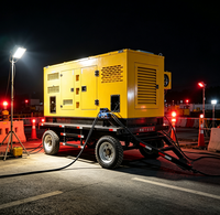 Groupe électrogène diesel silencieux de type remorque 50kW-400kW, station d'alimentation mobile avec châssis sur roues pour alimentation de secours sur chantier