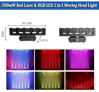5-Kopf 5*500mW Roter Laserstrahl RGB LED Moving Head Bühnenbeleuchtung DMX512 Tonaktivierte Steuerung IP33 CRI90 Aluminium-Beleuchtung
