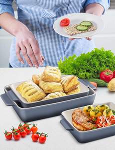 Offre Spéciale : Lot de 3 Plats de Cuisson Rectangulaires en Porcelaine, Durables, Antiadhésifs et Écologiques pour la Cuisine Domestique (Grandes Plaques <span class=keywords><strong>à</strong></span> Lasagne, Plats <span class=keywords><strong>à</strong></span> Casserole, Plats <span class=keywords><strong>à</strong></span> Four) - Product Image 3