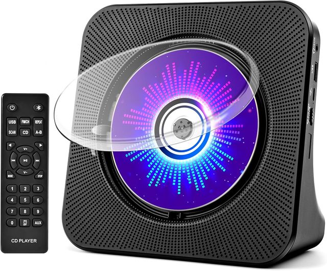 New All in One Desktop Portable CD Player Rechargeable Battery Speaker Display RCA Interface Disc Playback Retro Music Player