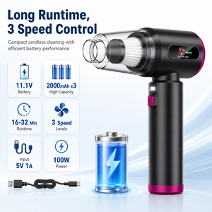 Mini <b>Portable</b> <b>Vacuum</b> Cleaner 100W High Power Brushless Motor 20KPa Suction Cordless Handheld <b>Vacuum</b> for Car Home Office Cleaning - Product Image 3