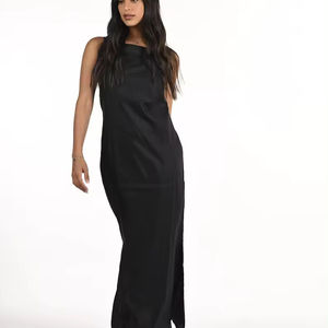 2024 été en gros Maxi robe pour femmes manches bouffantes longue coton tissu Style Simple solide plage élégant Boho tenue décontractée - Product Image 1