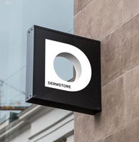 Boîte Lumineuse LED 3D Personnalisée pour Logo, Enseigne Suspendue Extérieure d'Entreprise sur Mesure avec Cadre en Aluminium