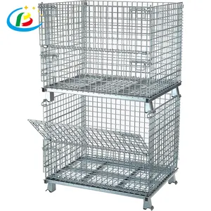 Galvanized Wire Mesh Roll Container Folding Welded Storage Steel Cage Bins Competitive Price Mesh Wire Foldable Container