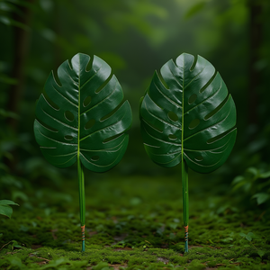 Feuille de Monstera Artificielle 26 cm x 48 cm Vert Foncé Trous Ronds 12 par Paquet - Product Image 2