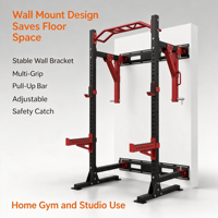 Estación Multifuncional Comercial de Acero Plegable para Montaje en Pared, con Rack de Sentadillas, Tubo 75x75 de 3mm, Máquina Smith Contrabalanceada y Entrenador Funcional